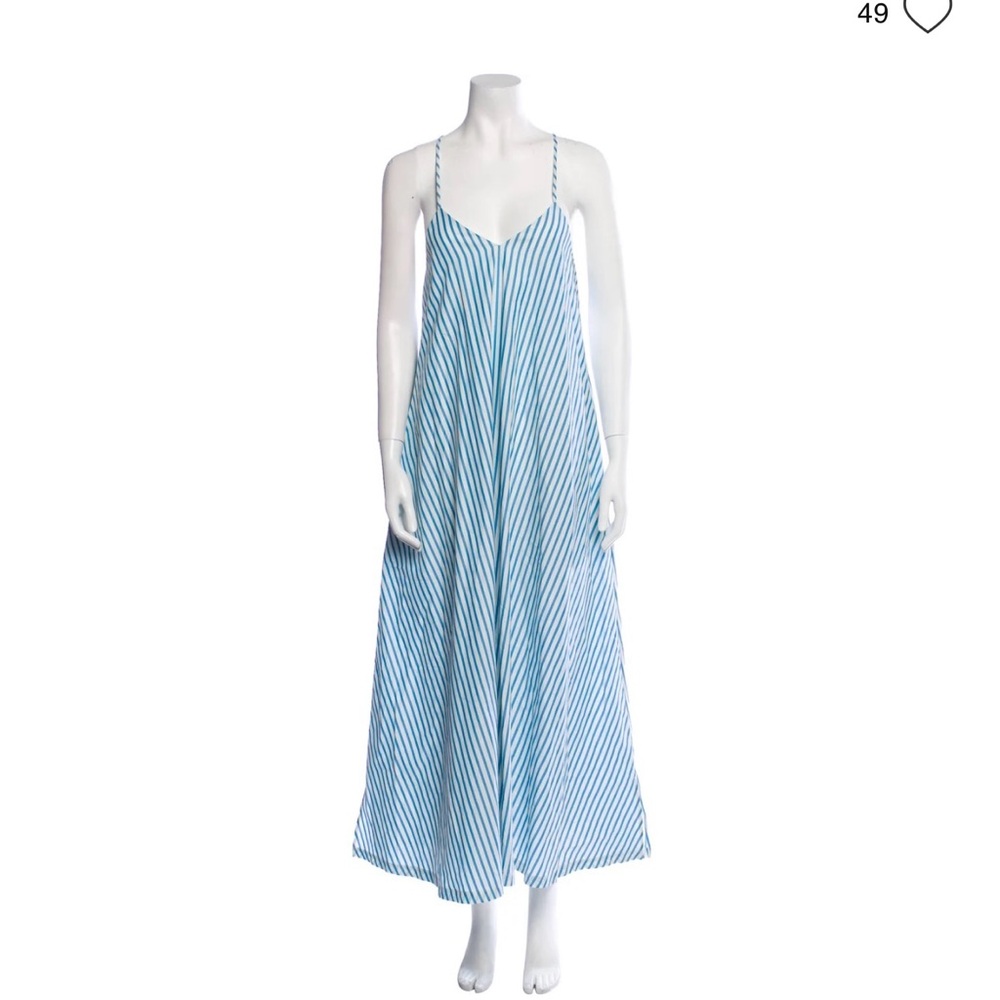 Blue and White Striped Maxi Dress